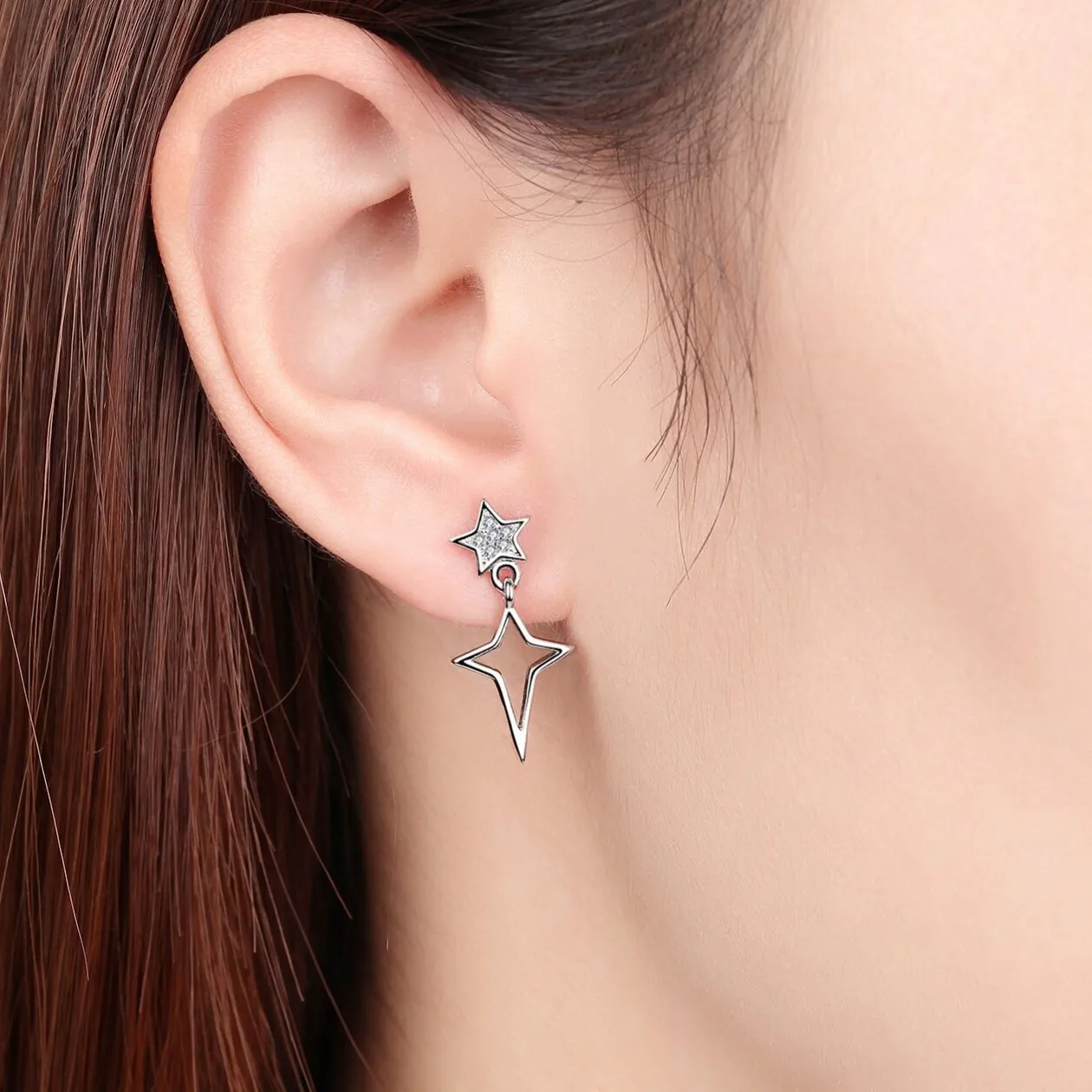 Fashion Korean Style Silver Plated Star Earrings for Women Meteor Shower Short Earring Zircon Simple Jewelry Girl Gift