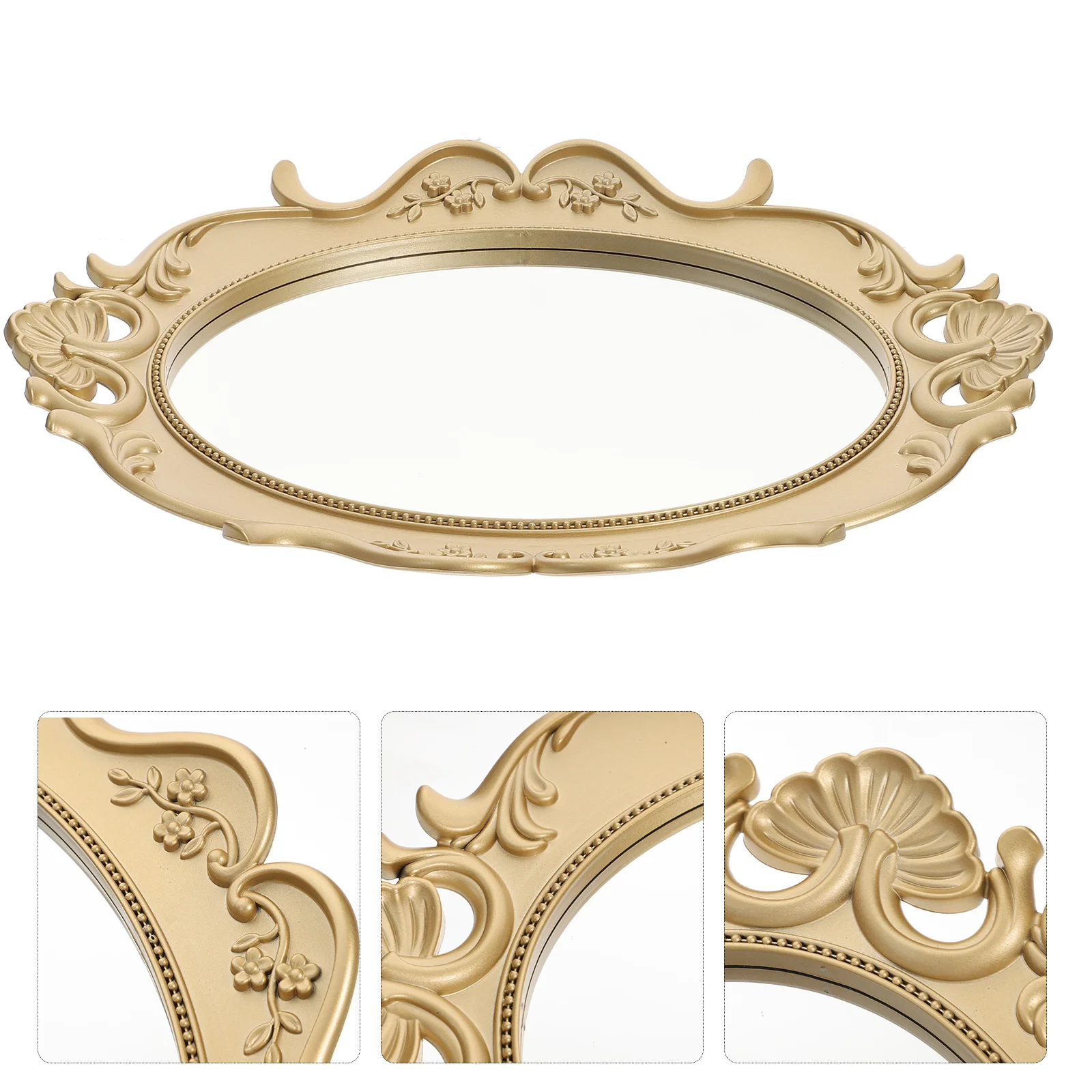 

European Vintage Decorative Mirror Tray Jewelry Organizer Makeup Perfume Display Vanity Dresser Organizer Tray