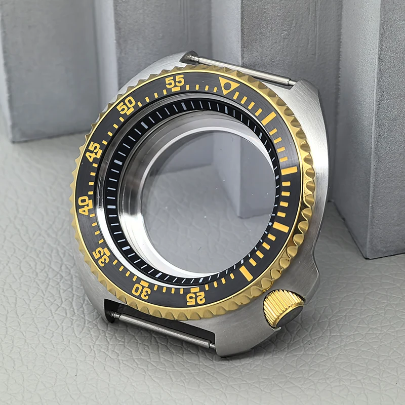 mod-44mm-6105-6309-タートルアバローンケース-サファイアガラス-nh35-nh36-4r-7sムーブメント対応-透明バックカバー-腕時計ケースパーツ