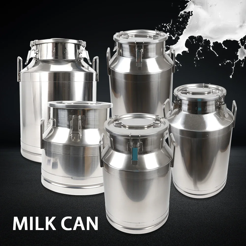 20L/30L/40L/50L/60L Stainless Steel Milk Can Canister Dairy Pot Bucket Liquid Storage Barrel