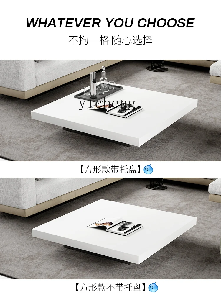 TQH6.17 Stone Plate Coffee Table Living Room Home Minimalist White Square Living Room Box