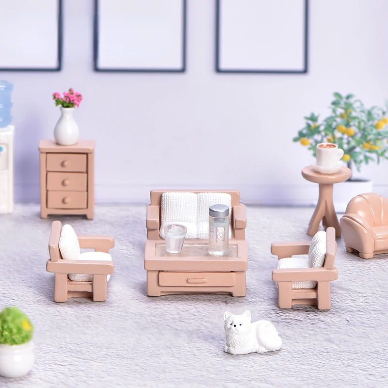 Petit canapé et tabouret miniatures, meubles de simulation, modèle de chaise, micro eau, café, bonsaï, ornements de paysage, courses, décoration de