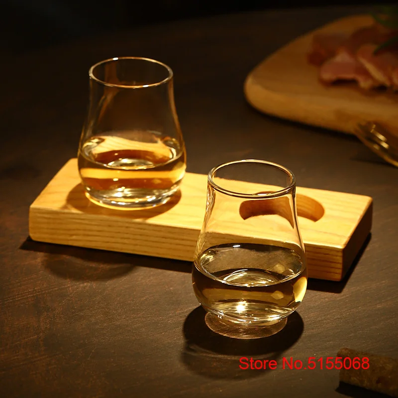 Whiskey Tasting Glass Set & Solid Wood Base | Luxury Scotch Snifter 7 Scotch Whisky Tasting Glass Match Solid Wood Pallet Set Liquor Shot Glasses Whiskey Tumbler Cognac Brandy Snifter Wooden Base 5