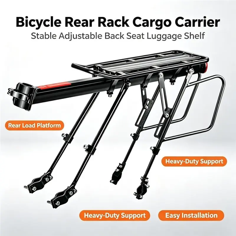 AA67-Capacity Solid Bearings Universal Rear Bike Rack, Quick Release Mountain Road Bicycle Rear Racks, 1PC Bike Cargo Rack