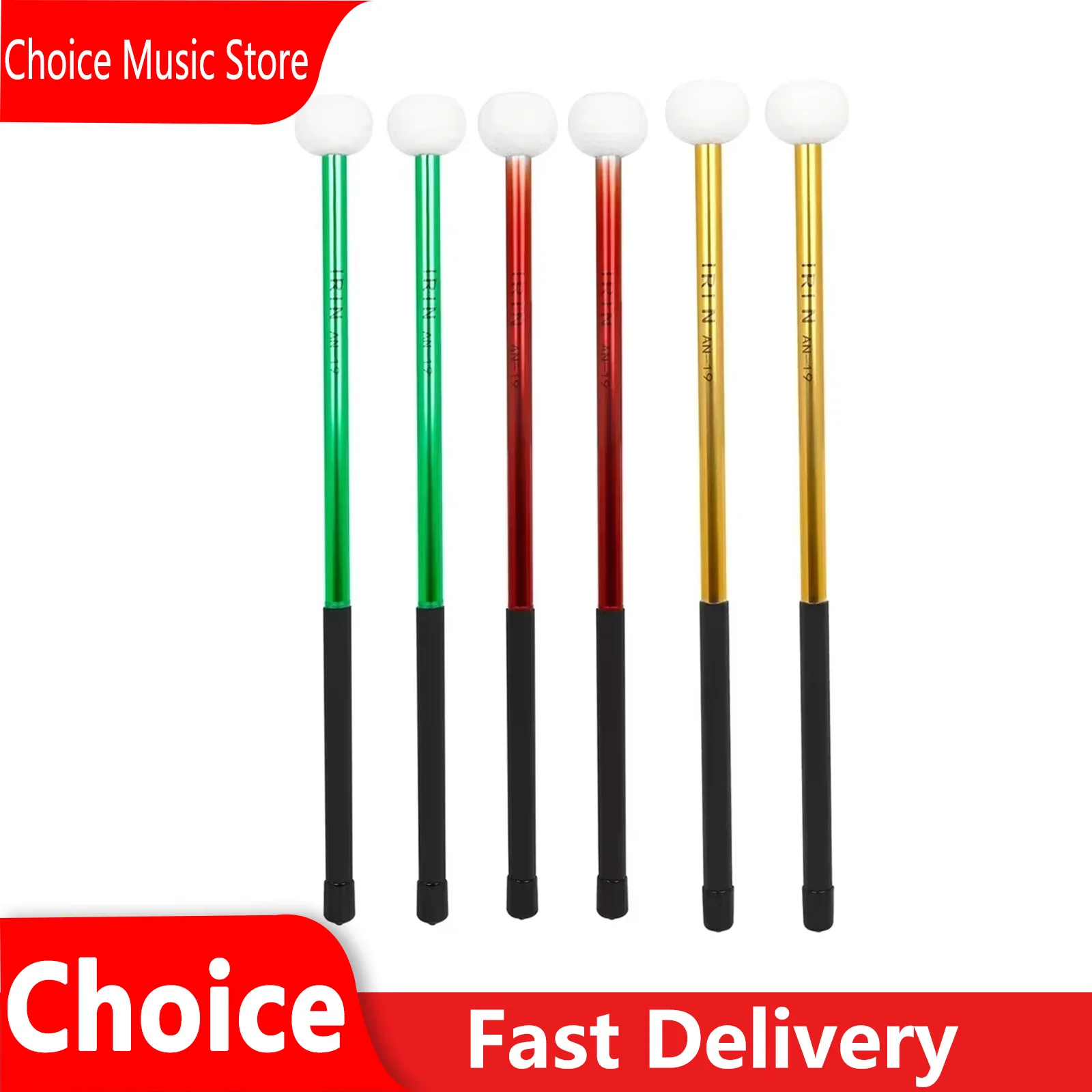 

﻿ IRIN 1 пара фетровых барабанных молотков для литав, барабанные палочки из алюминиевого сплава, нескользящая ручка, детали барабана, аксессуары для ударных инструментов