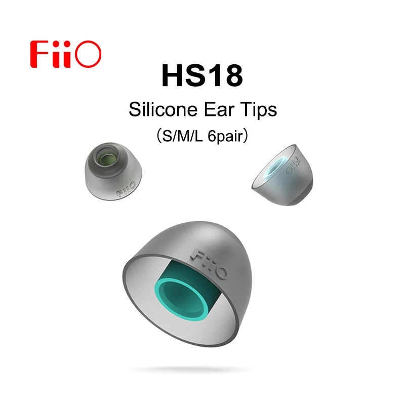 FiiO HS18 Silicon Eartips(6 pairs) Compatible Sound Tube Diameters of 5.0-6.5mm for Earphone FH7S/FH7/FD5/FH9