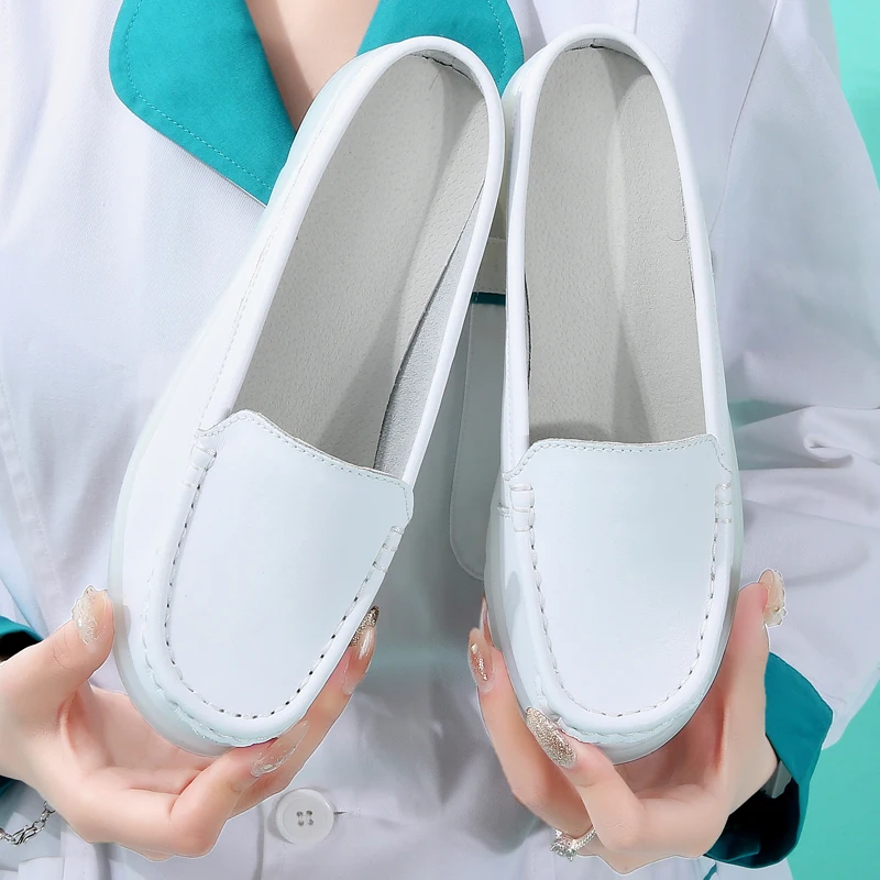 

Women Non-Slip Wedges Profession Casual Walking Shoes Nurse White Half Slippers Lightweight Soft Waterproof Comfortable Sneaker