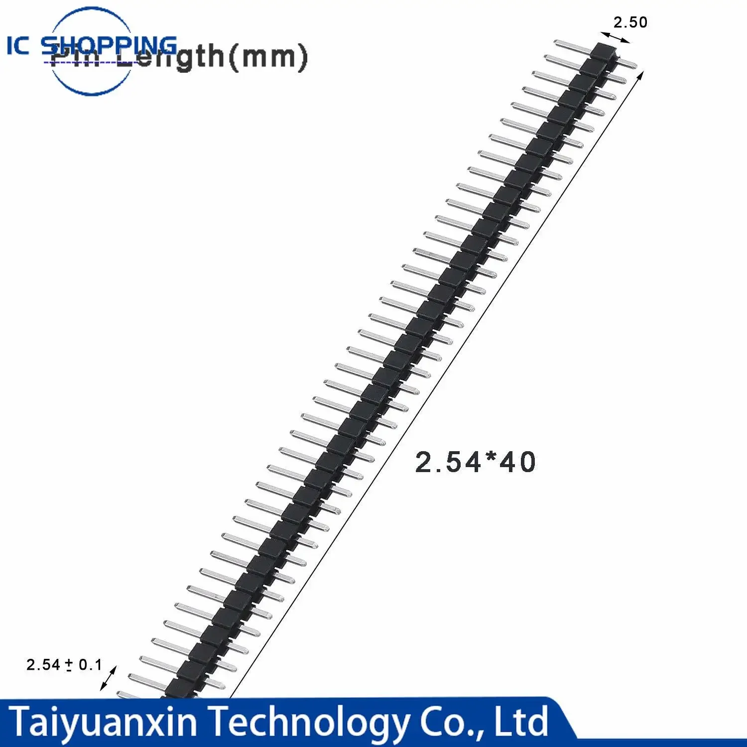 10個のjstコネクタストリップ40ピン1x40単列オスおよびメス2.54壊れやすいピンヘッダーコネクタストリップ (arduino black用)