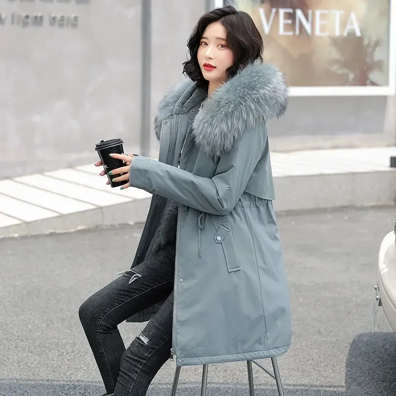 2025 New Snow Wear Long Parkas Winter Jacket Women Fur Hooded Clothing Female Fur Lining Thick Winter Coat Women Parka Outwear