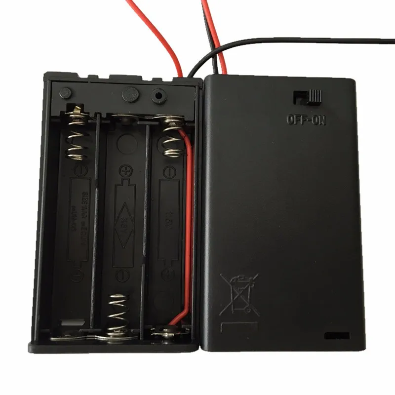 Novo 3 * aaa bateria titular caso caixa de armazenamento para 4.5v 3 slots aaa baterias capa com ligar/desligar interruptor & fio leva
