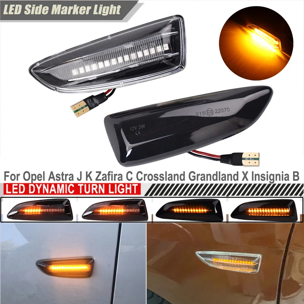 1Pair Dynamic Led Turn Signal Side Marker Light For Opel Astra J K Crossland X Grandland X Insignia B Zafira C Tourer C