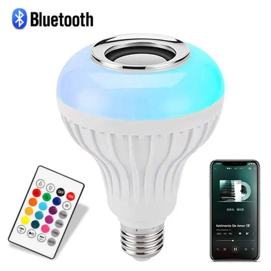 Bluetooth Music Bulb with Speaker Remote Control Led Bulb E27 Rgb Lamp Colorful Dimmable E27 LED Lamp for Home Party Decoration