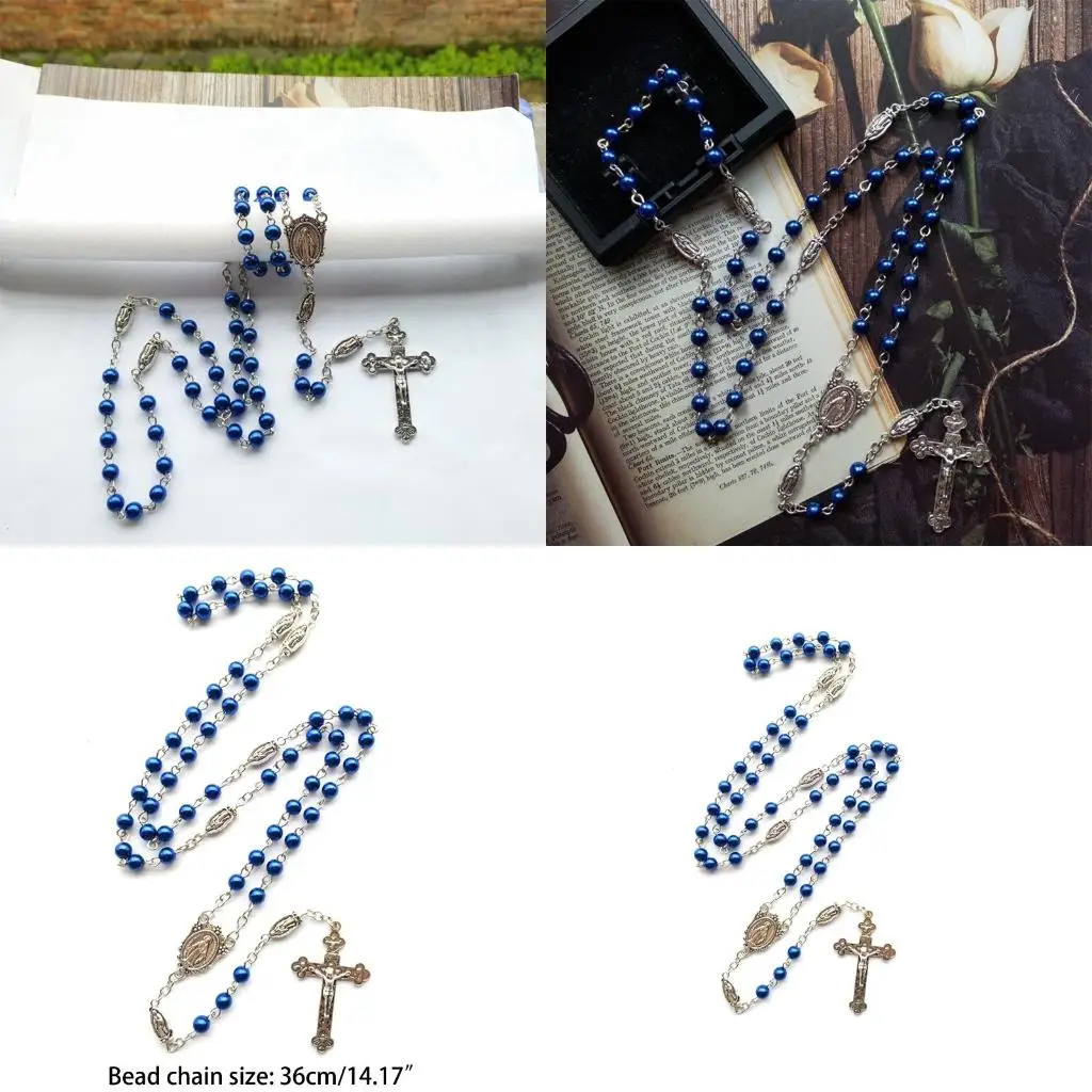 Jesus Catholic Rosaries Chain Necklace Jewelry Gift for Women Girl Teen