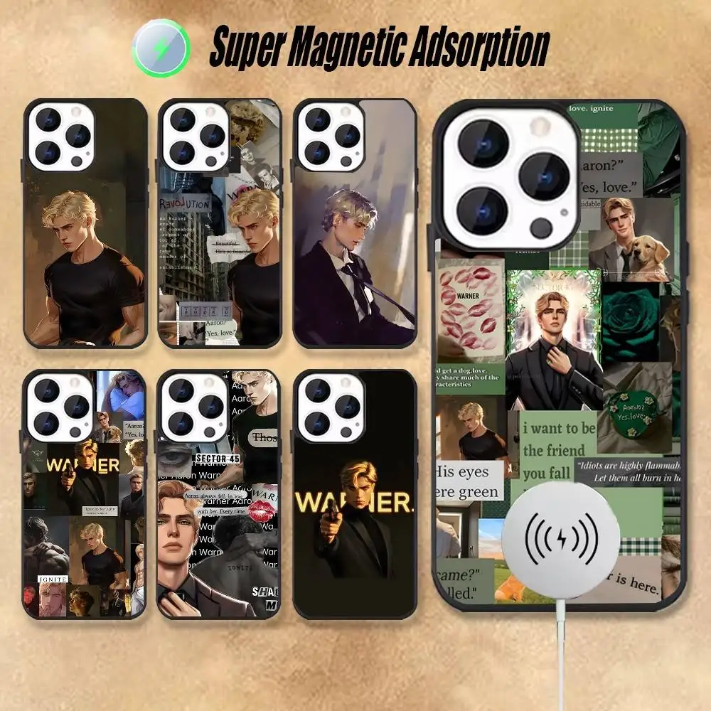 

A-Aaron Warner S-Shatter Me Magnetic Wireless Charging Black Phone Case For iPhone 17,16,15,14,13,12,11,Pro,Max,Plus,Mini,SE4,E