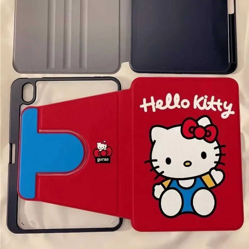 

Чехлы Hello Kitty для планшетов iPad 2025 11-го поколения A16 Pro 11 дюймов, чехол для 10-го поколения Air4 Air5 10.9 дюймов, милый вращающийся чехол для 9-го поколения 10.2 дюйма, акриловая накладка