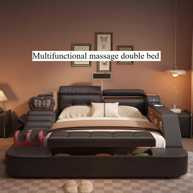 

Black Luxury Bed Makeup Vanity Table Multifunctional Tatami Bed Massage Sleeping Camas De Matrimonio Dormitorio Home Furniture