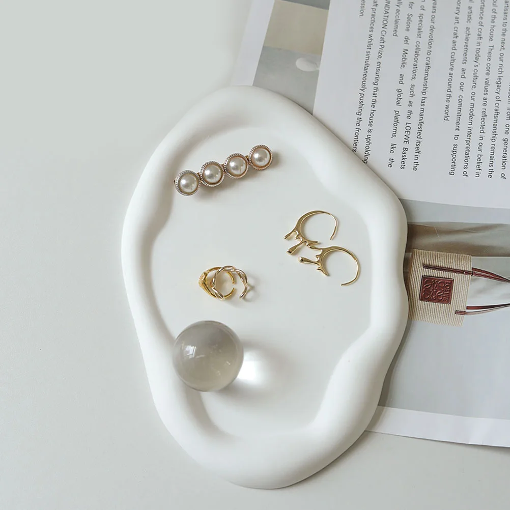 

Plaster Cloud Tray Jewelry Dish Decorative Plate Irregular Shape Jewelry Holder Dish Small Rings Bracelets Necklace Tray Photo