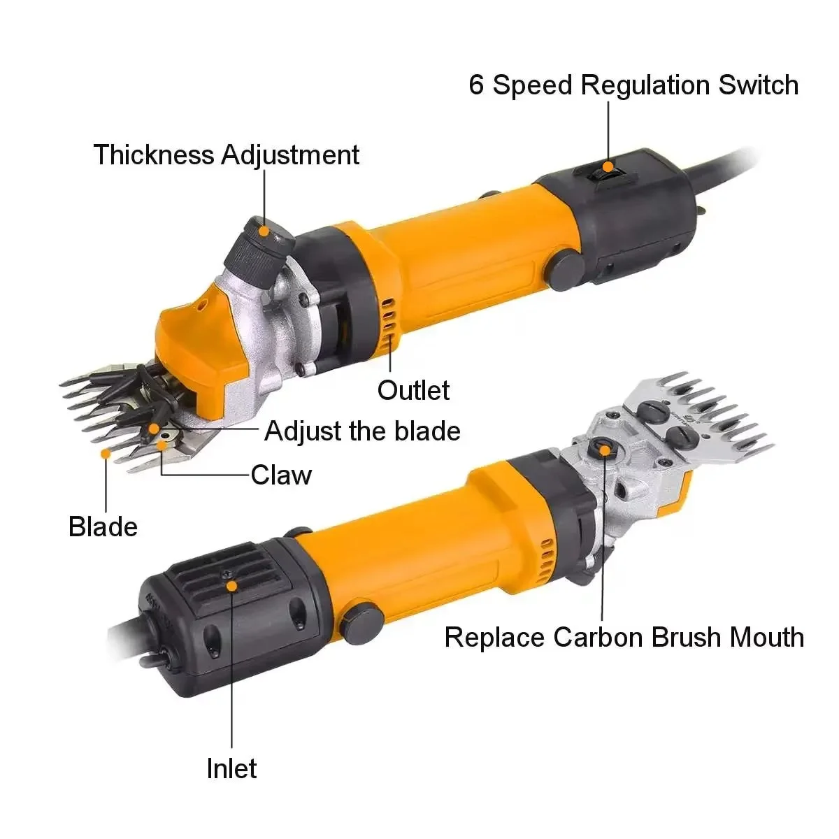 

2500W 6 Gears Adjustable Speed Wool Scissor 9 Teeth Electric Sheep Pet Hair Clipper Shearing Kit Goat Pet Animal Shears Supplies
