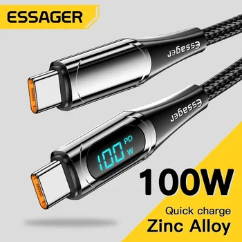 Essager-USB 타입 C To USB C 케이블 100W/5A PD 고속 충전 충전기, 맥북 샤오미 삼성 Type-C USBC 케이블 2M