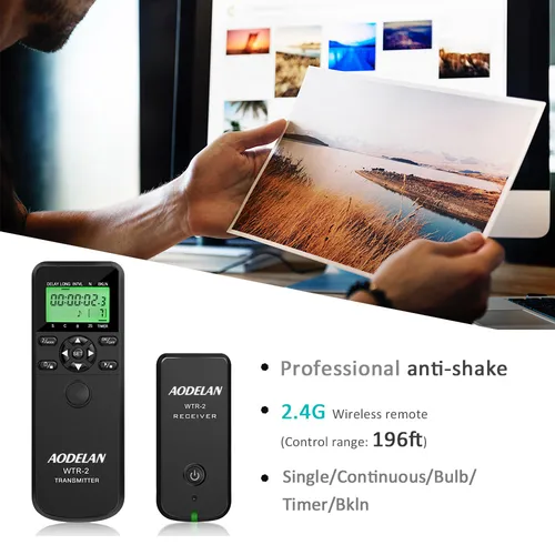 Imagen 2 del producto AODELAN-Temporizador inalámbrico WTR-2, Control remoto, disparador (C6 C8 N8 N10 S6 S8 O6 P6), Cable para cámara Canon, Nikon y Sony
