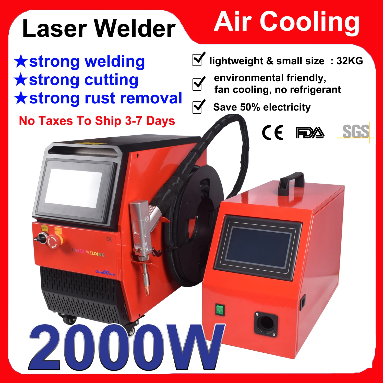 ماكينة لحام بالليزر لتبريد الهواء بقدرة 2000 وات 4 في 1 لحام قوي لإزالة الصدأ للمعادن بقوة 1500 وات لحام ألياف الليزر #1