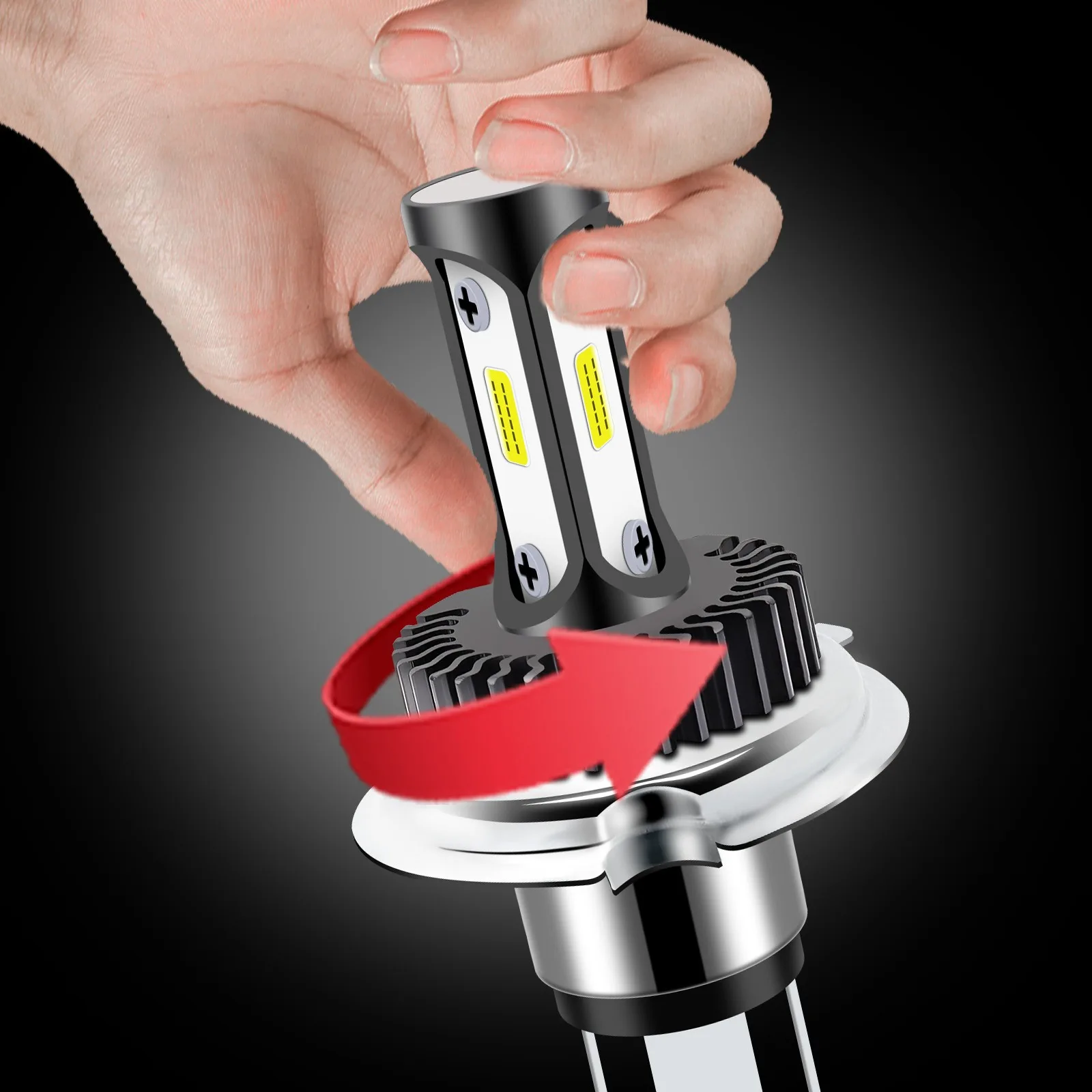 

3 Side LED H4 Headlight Bulbs 12V 20W 6000K Hi Lo Beam for Car Motorcycle Retrofit