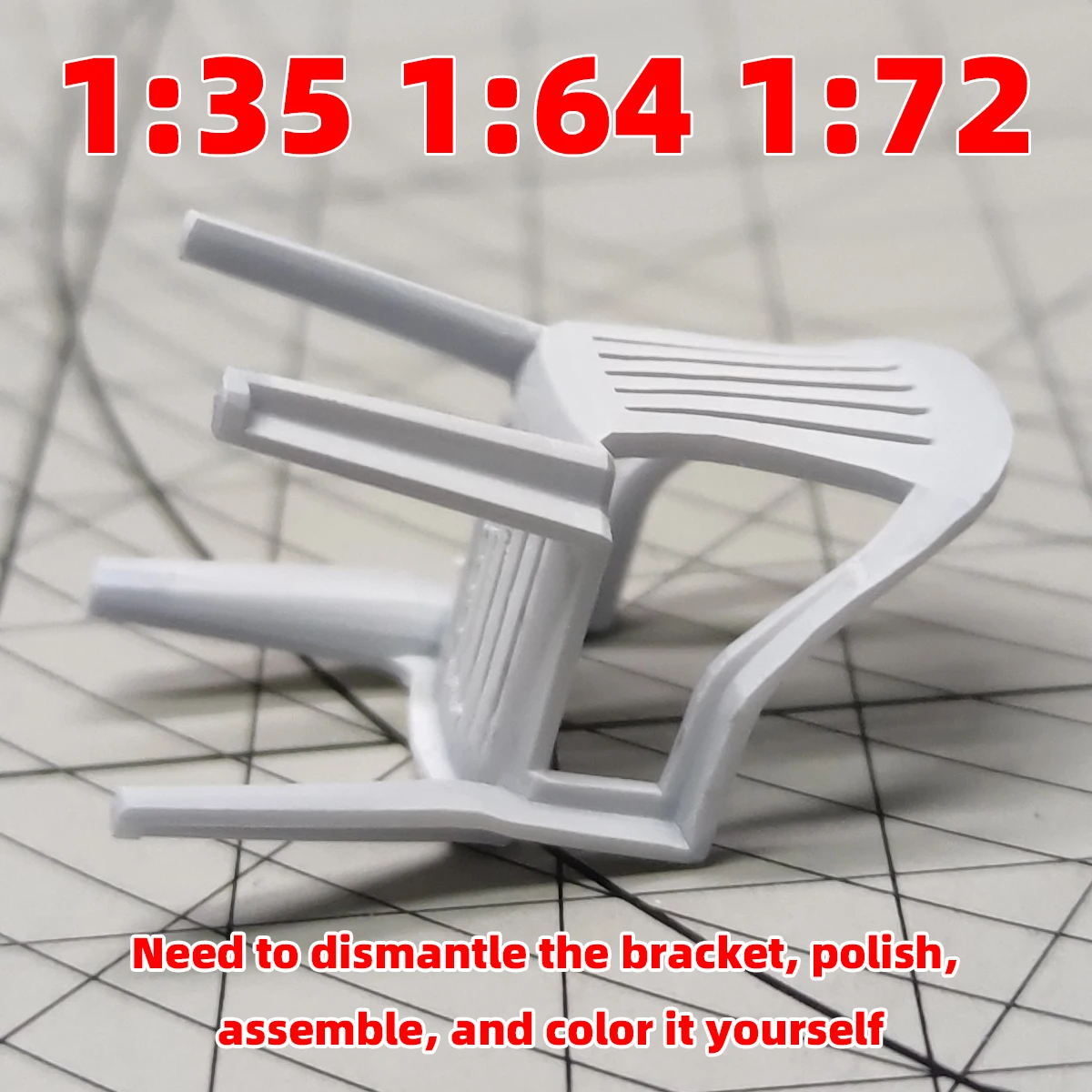 Zusammenbaubarer quadratischer Kunststoffhocker, Outdoor-Stühle, weiche Dekoration, Miniatur-Diorama, Gebäudemodellbausatz, Maßstab 1/72, 1/64, 1/35, 1/32 – Detail 2