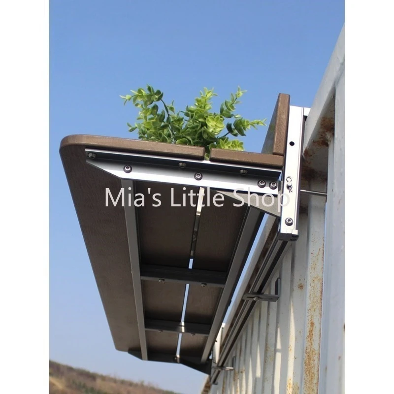 Balcony Railing Hanging Table, Adjustable Height Outdoor Bar Coffee Table, Leisure Minimalist Patio Narrow Desk