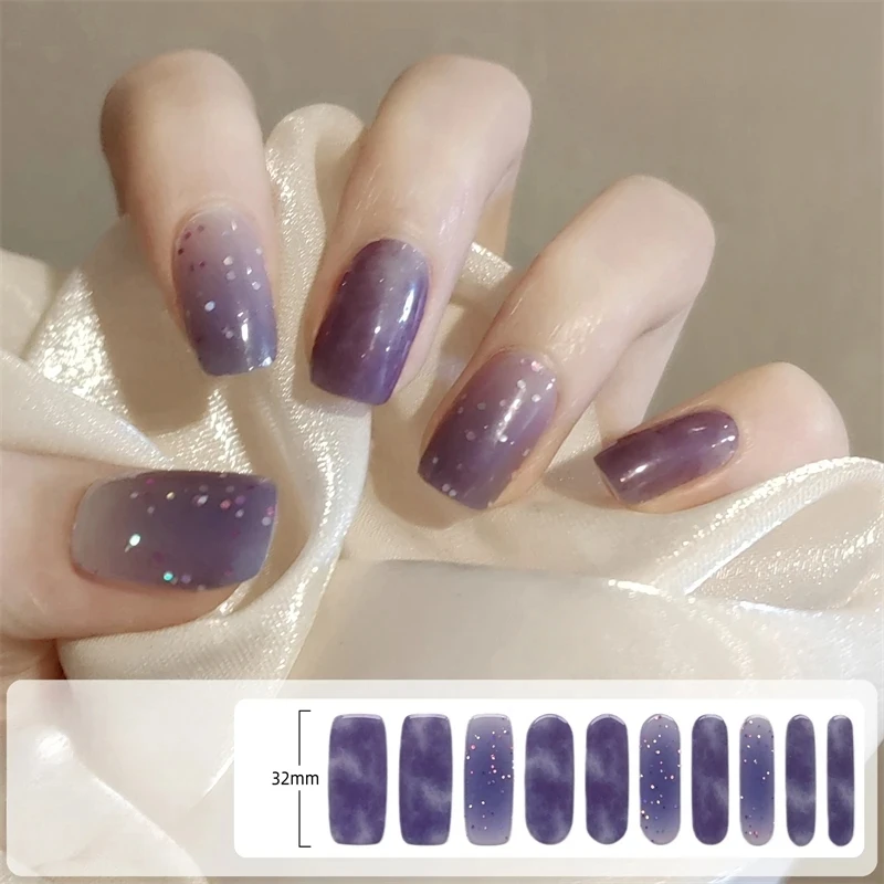 2 Stks/doos Luipaard Korea Semi-Uitgeharde Gel Nagelstrips Langdurige Ster Volledige Dekking Uv Licht Gel Uitgeharde Wraps Manicure Diy Decoratie