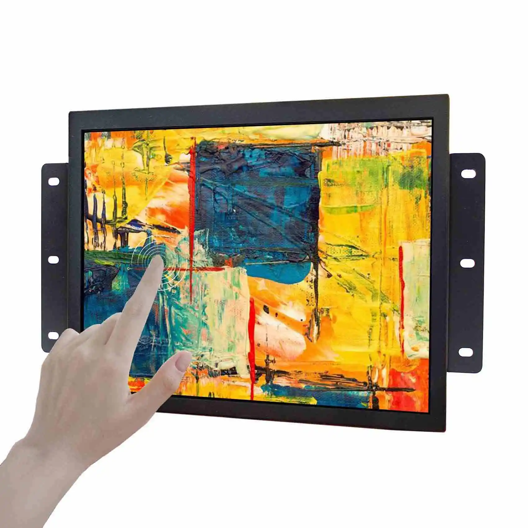 Monitor industrial 4:3 de 12,1", VGA DVI táctil capacitiva de 10 puntos, caja de metal