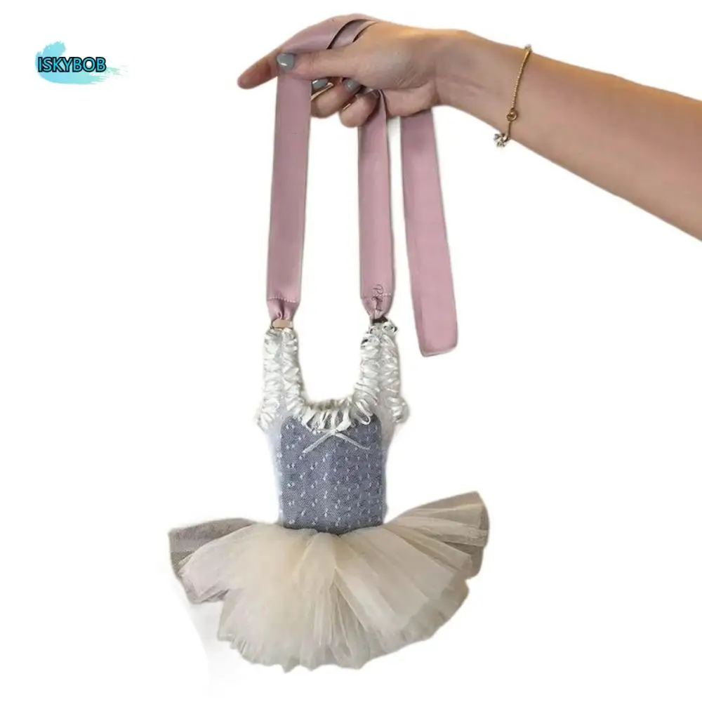 

Ins Sweet Ballet Style Mobile Phone Bag White French Style Lace Gauze Crossbody Bag Chic Mini Women's Handbag Girls