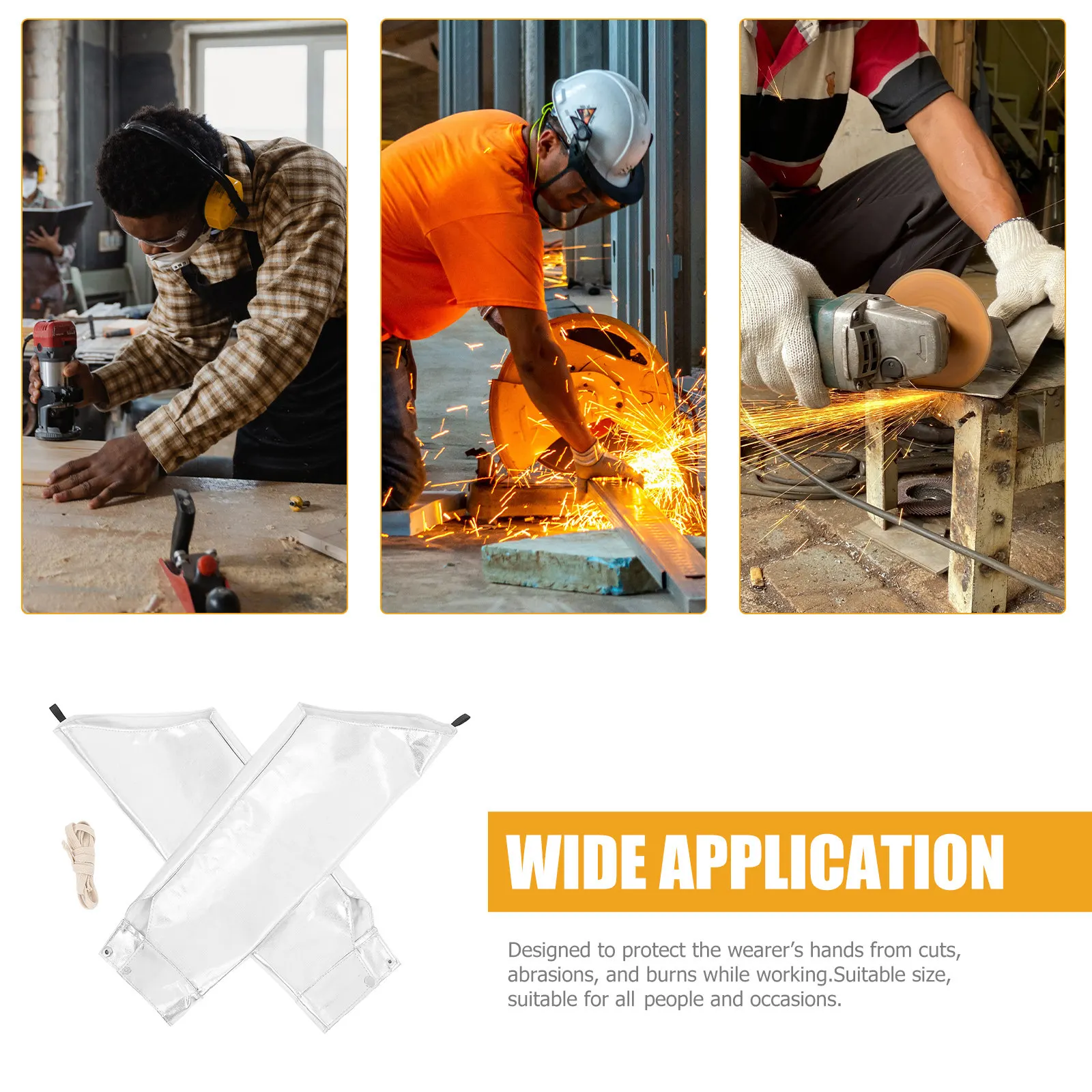 

2Pcs Aluminum Foil Heat Resistant Sleeves High Temperature Protection Breathable Adjustable Arm Cover for Factory Laboratory