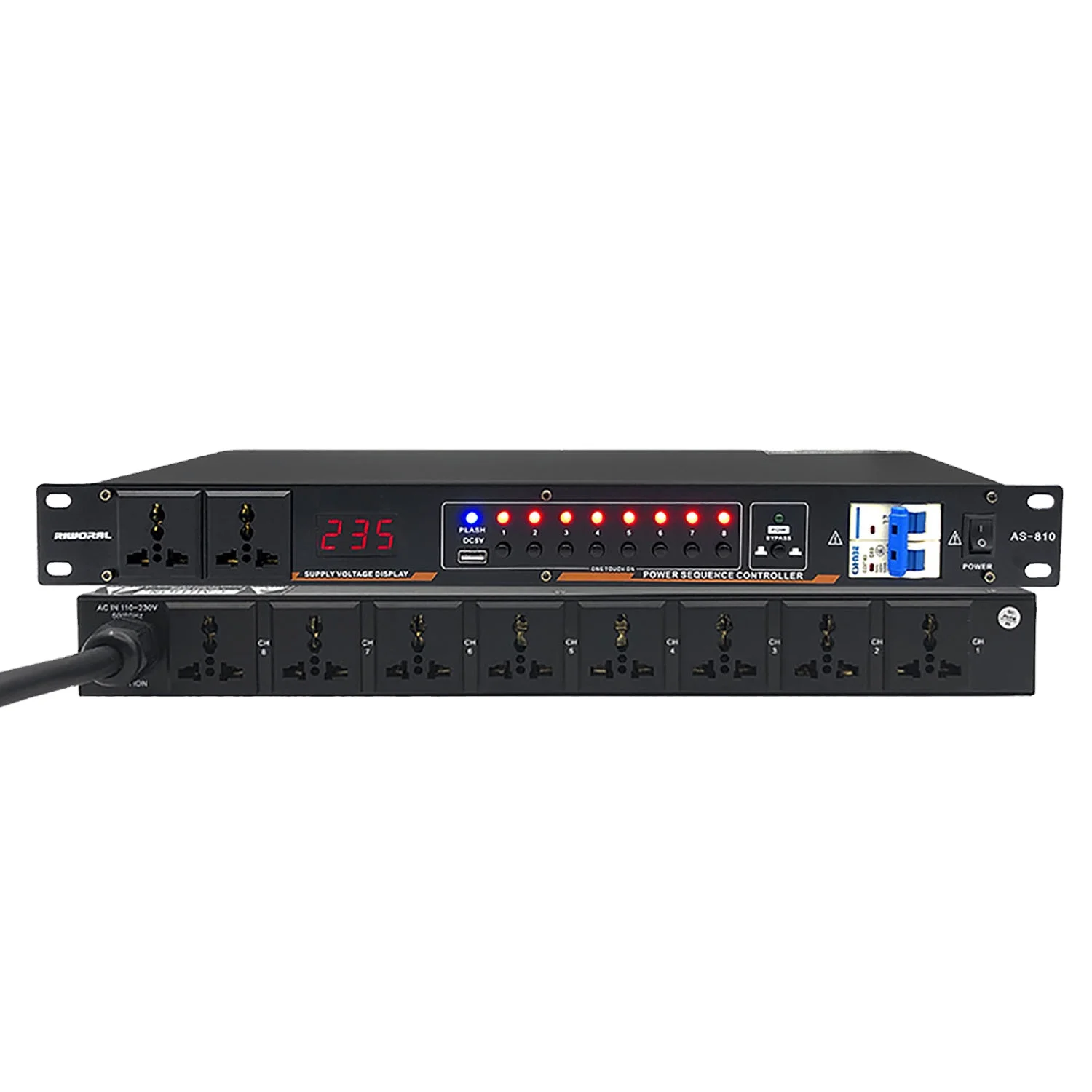 AS810 30A Audio Power Conditioner 8 Channel Power Management Sequencer Separate Air Switch Sequence Controller Sound Equipment