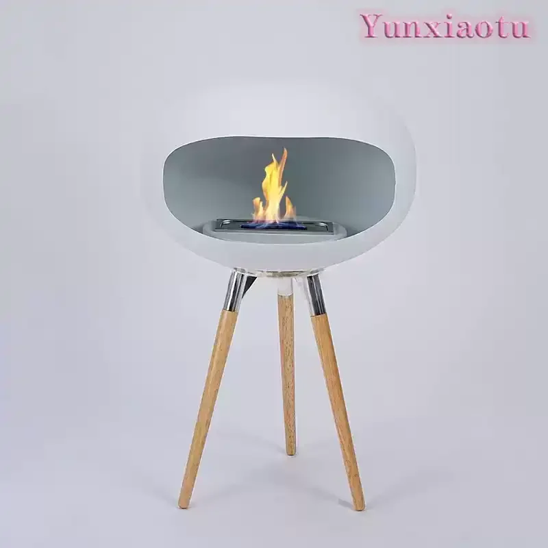 Freestanding Bioethanol Fireplace - Oval Sphere Design Smokeless Real Flame Ethanol Fire Pit for Indoor Outdoor Decor