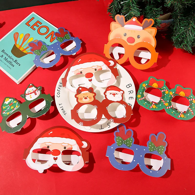 10Pcs Cartoon Cute Christmas Series Decorative Glasses Toys Christmas Gifts Party Dress Up Props Kids Performance Glasses Frame