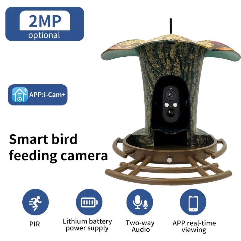 

3MP 1296P I-Cam+ APP Bird Feeding Solar Battery Power IP Camera AI Outdoor Watch Bird Feeder Long Time Standby CCTV Monitor