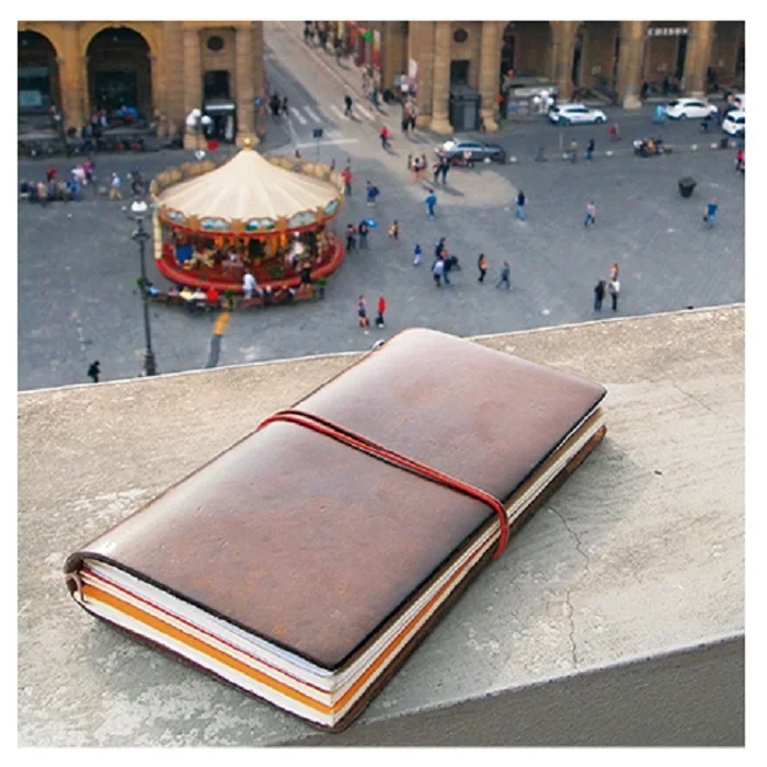 Notatnik podróżnika MIDORI, skórzany dziennik podróżnika, notes, pamiętnik, regularna wersja paszportowa, wkładki do dziennika, strony wewnętrzne, naklejka — zdjęcie produktu 3