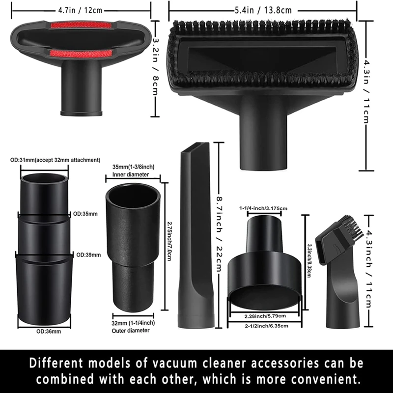 Universal Vacuum Attachments Kit Wet Dry Plastic Vacuum Hose Adapter 1-1/4 Inch Vacuum Cleaners Replacement For Shop Vac