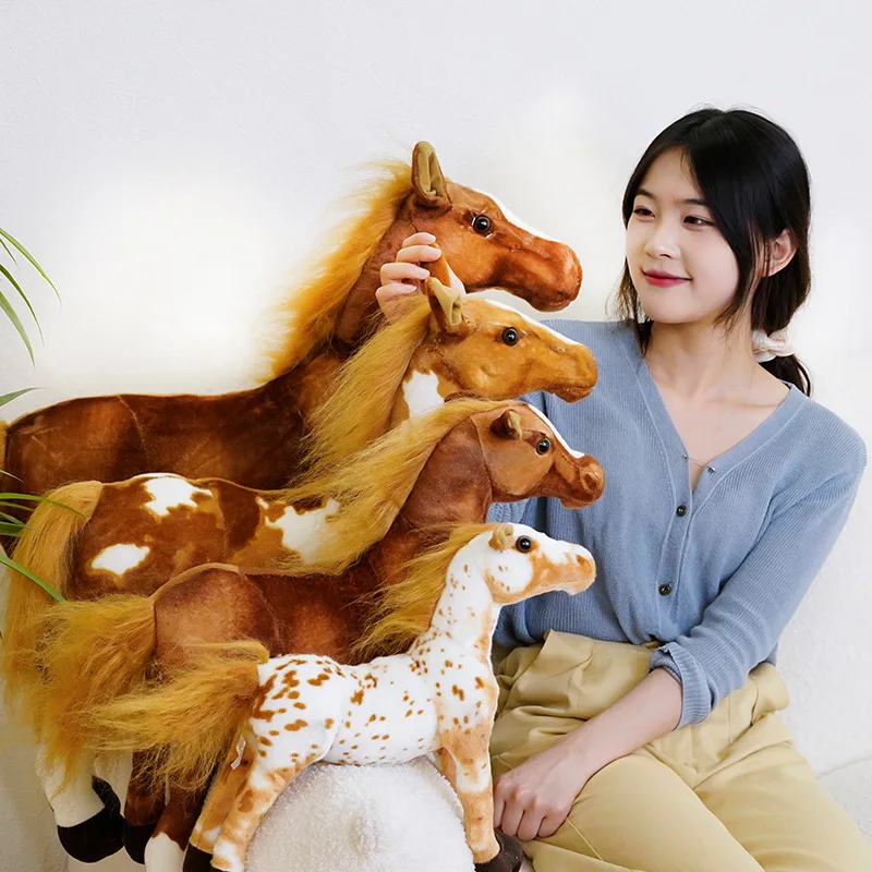 28-70cm New Simulation Horse Plush Toy Stuffed Lifelike Animal Dolls Birthday Gift Home Decoration