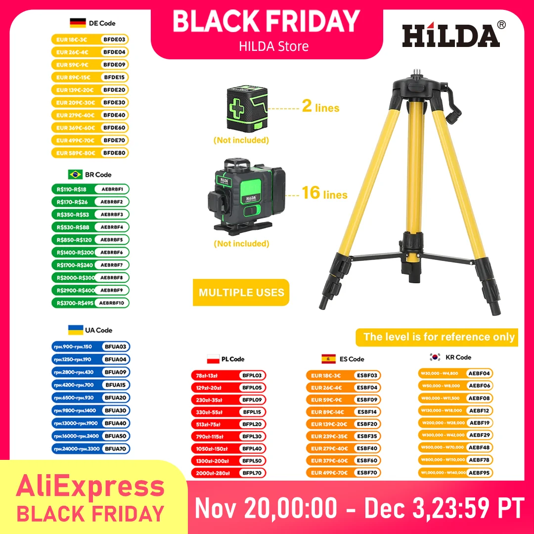 HILDA 1.2M 5/8 بوصة ارتفاع قابل للتعديل سميكة Ferroalloy ترايبود مستوى الليزر قاعدة حامل للتسوية الذاتية #1