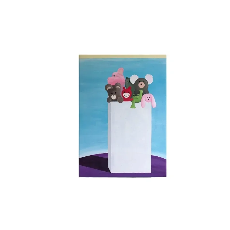 cute doll hand-painted oil painting niche art, living room decorative painting porch hanging painting