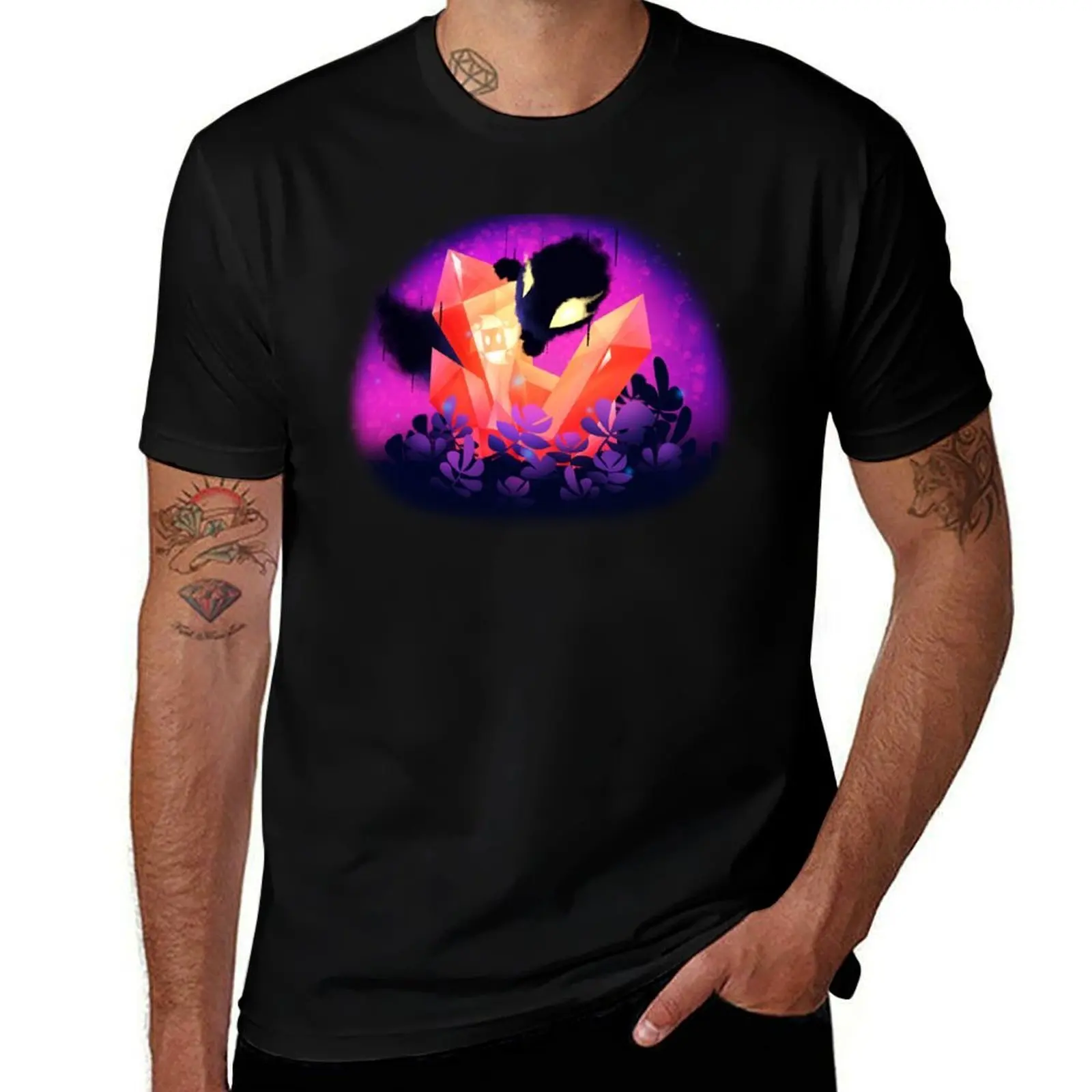 

Shadow Critter With Crystals-футболка Boxsun, мужские футболки для мужчин, забавные футболки, хлопковая футболка