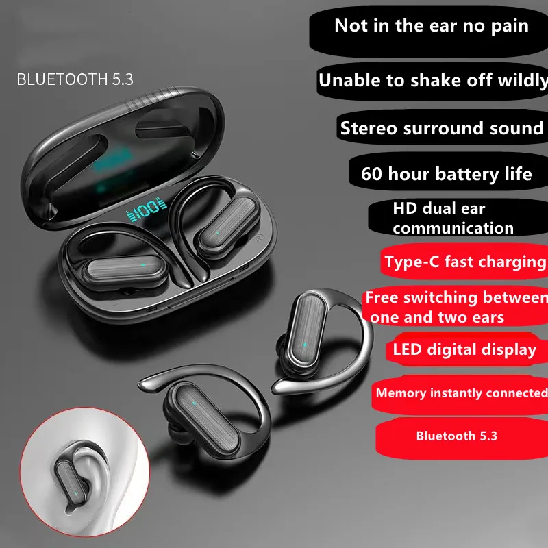 Bluetooth Bone Conduction Earphones Wireless Bluetooth Gaming Headset For iPhone Lenovo Xiaomi Headphones Noise Cancelling Earbu