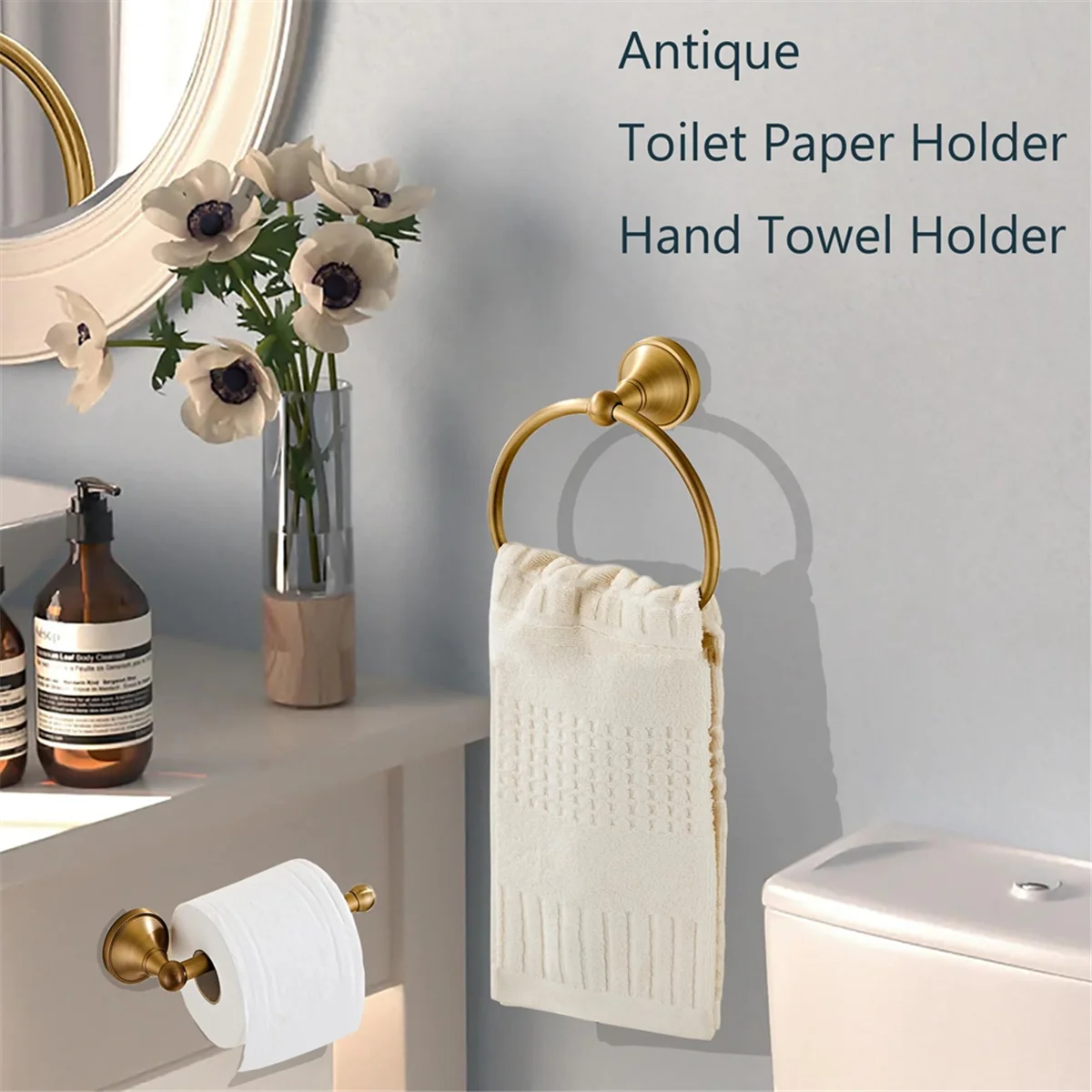 

Y31A Антикварный держатель для туалетной бумаги, кольцо для полотенец, 1 комплект, держатель для полотенец для рук, вешалка для рулонной бумаги, фурнитура для ванной комнаты, настенный монтаж