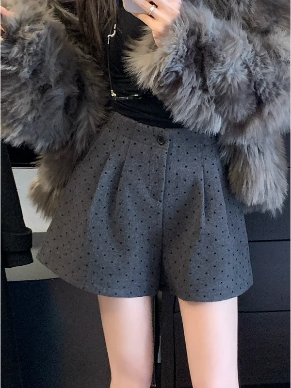 

Женские шерстяные брюки больших размеров с эластичным поясом, А-силуэт, осенне-зимние, повседневные, для работы, в стиле кэжуал