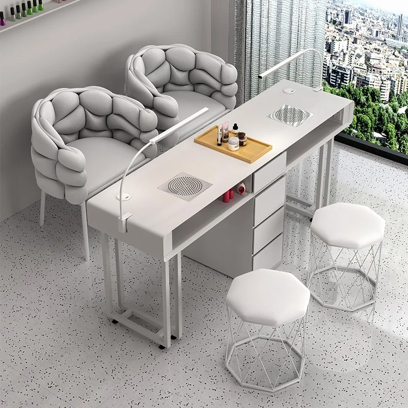 

Cream style manicure table and chair set special mical single and double light luxury