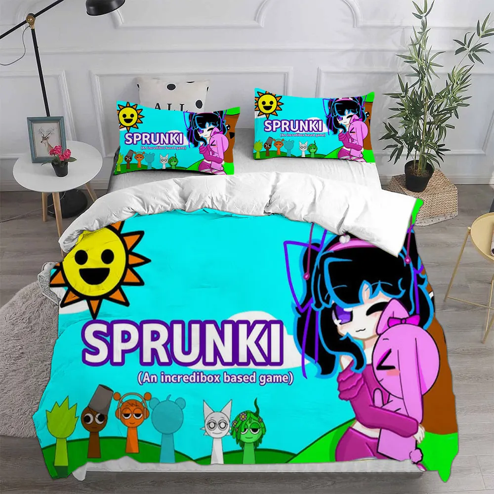 Sprunki Bedding Sets Soft Bed Cover Comforter Duvet Cover Pillow Case 2-3 Pieces Sets Teenagers Children\'s Gifts Bedroom Decor