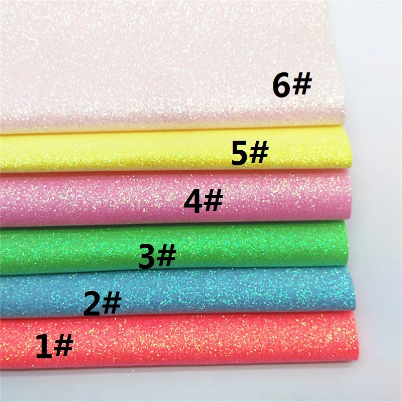 Neon Shimmer Glitter Leather Fabric Sheets Summer Colors Glitter Leather with Color Matching Back for DIY Craft 8.2