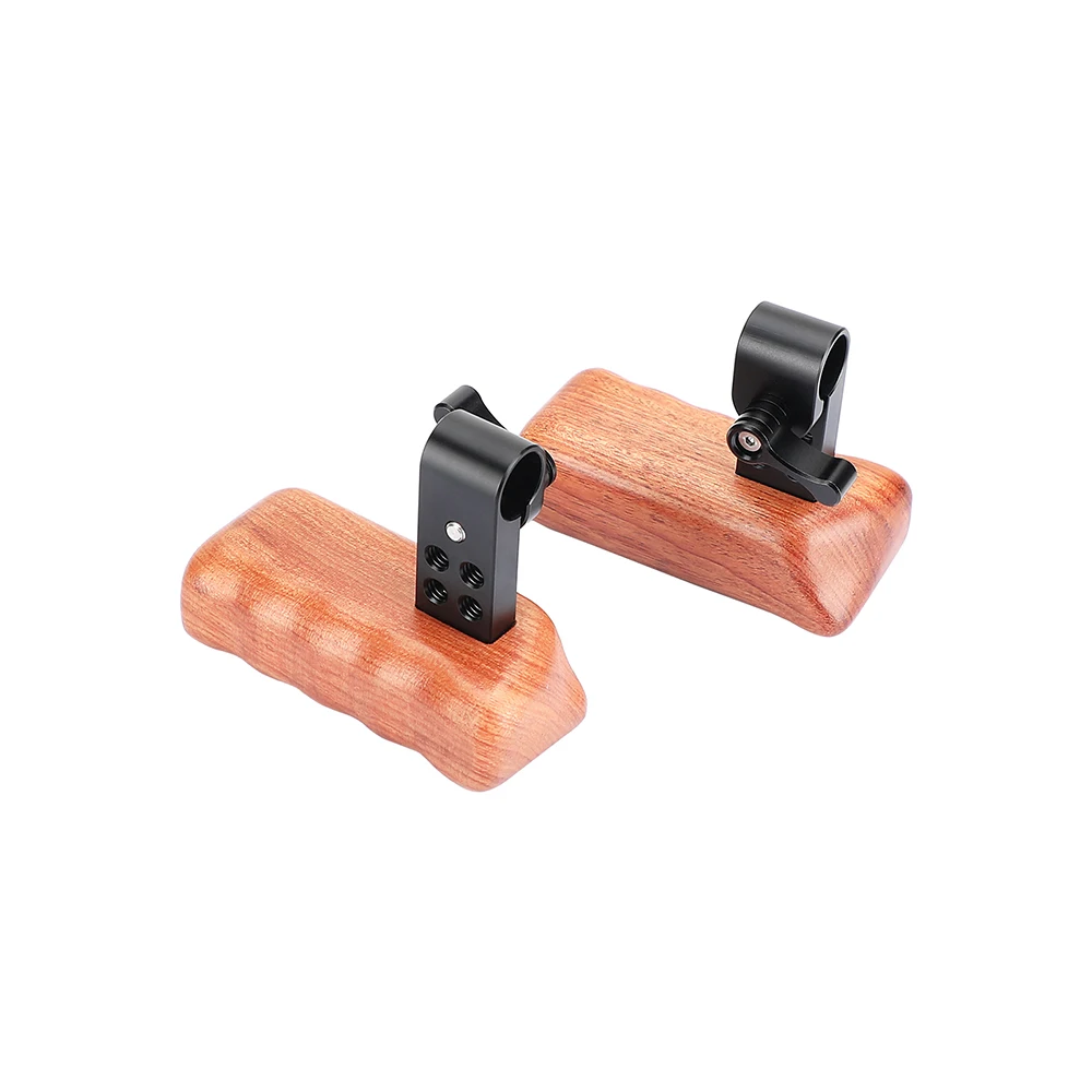 KIMRIG Universal Wooden Handgrip Rod Handle With 15mm Rod Clamp Connection For Dslr Camera Cage Should Mount Rit Kit 2Pcs