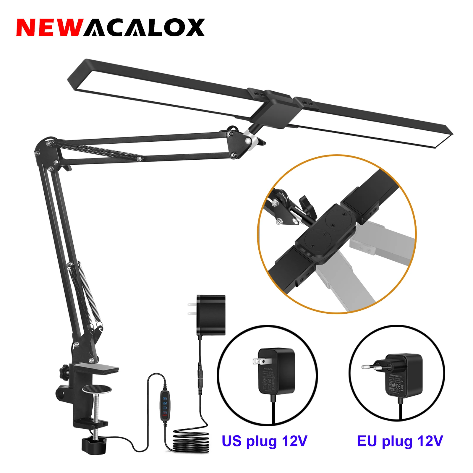 newacalox led screen hanging light bar table clip lamp computer eye protection reading learn ue eua 12v 24w 160 pcs 01